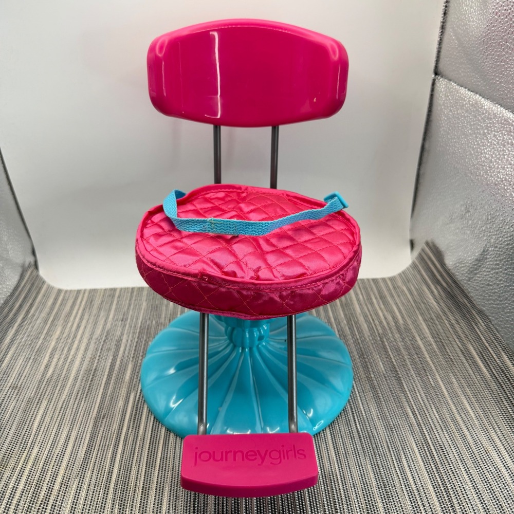 Journey Girls Doll Salon Chair Pink Teal Quilted Seat 18 inch Doll Accessory